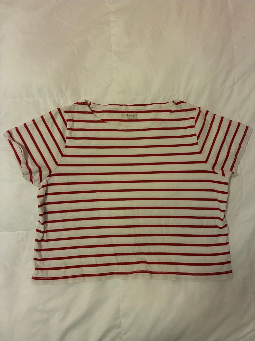 Madewell Red & White Striped Short Sleeve Tee